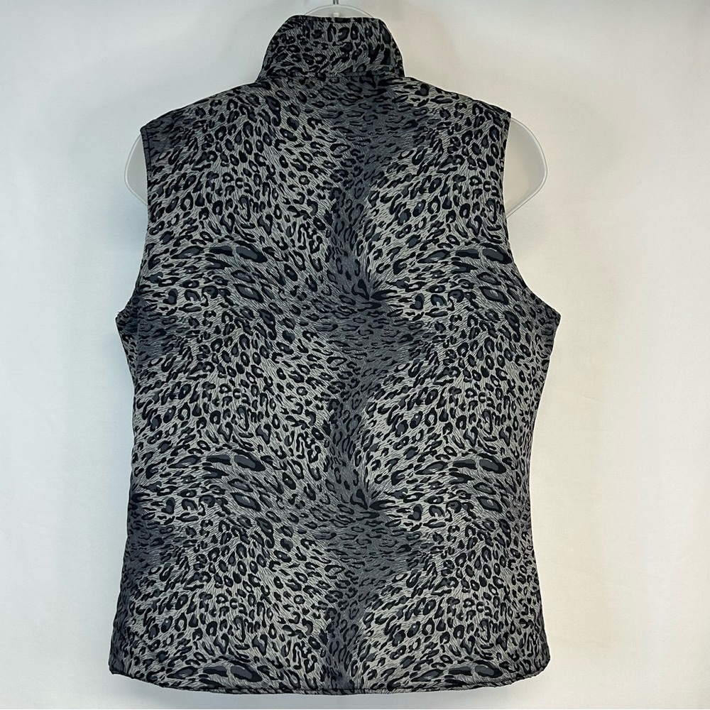 Womens Quilted Animal Print Vest Size M Reversible Full Zip Pockets Gorpcore - Picture 2 of 12
